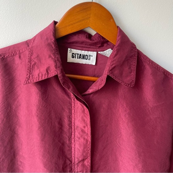 Vintage 80s Gitano Burgundy Silk button down Women's Small - Picture 3 of 5